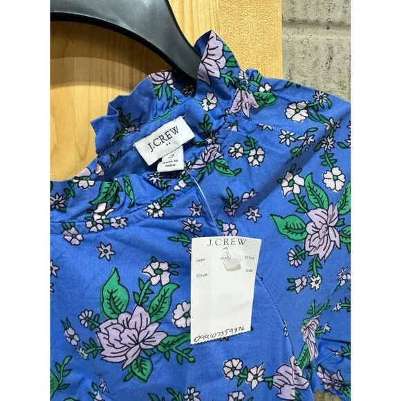 J. Crew Womens Floral Blue Short Sleeve Dress Size 6 New with Tags Original Pric - Picture 5 of 13